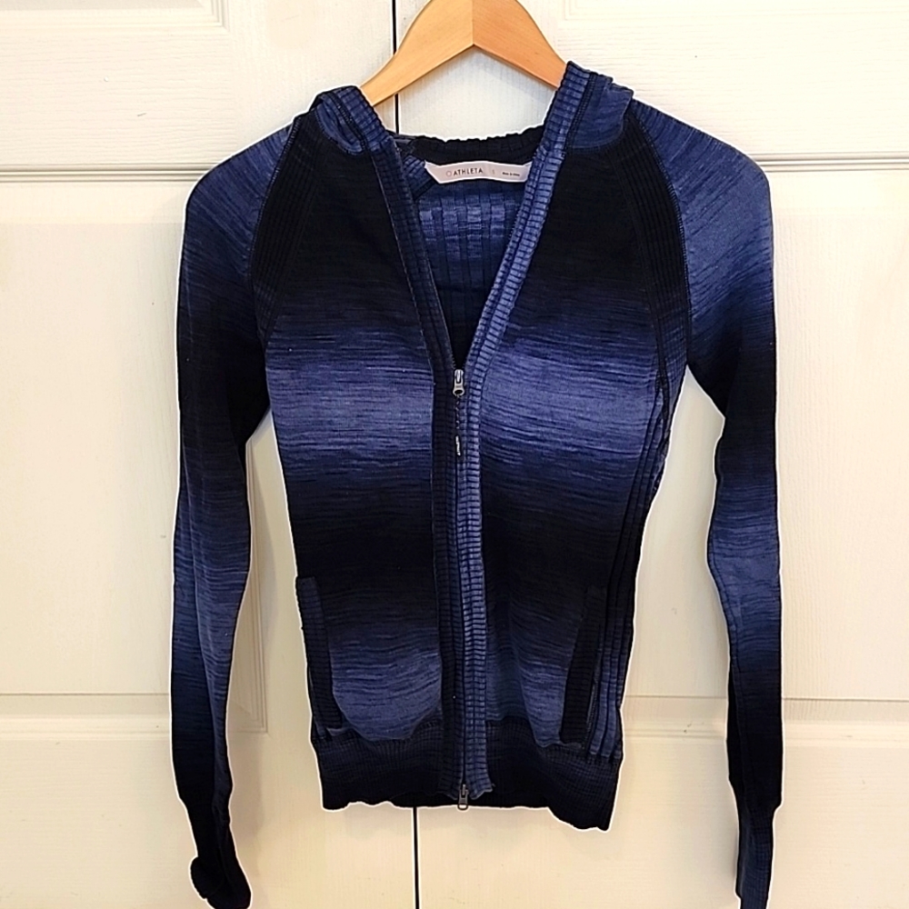 Athleta Blue Zip-Up Sweater Small